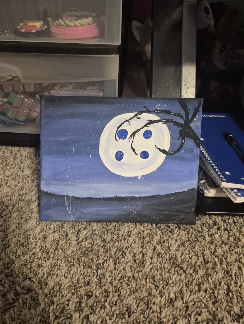 Coraline moon handpainted painting